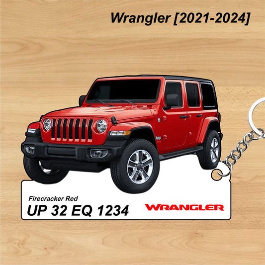 Wrangler [2021-2024] - Personalized Jeep Car Keychain - Wood, Acrylic, Metal Printed