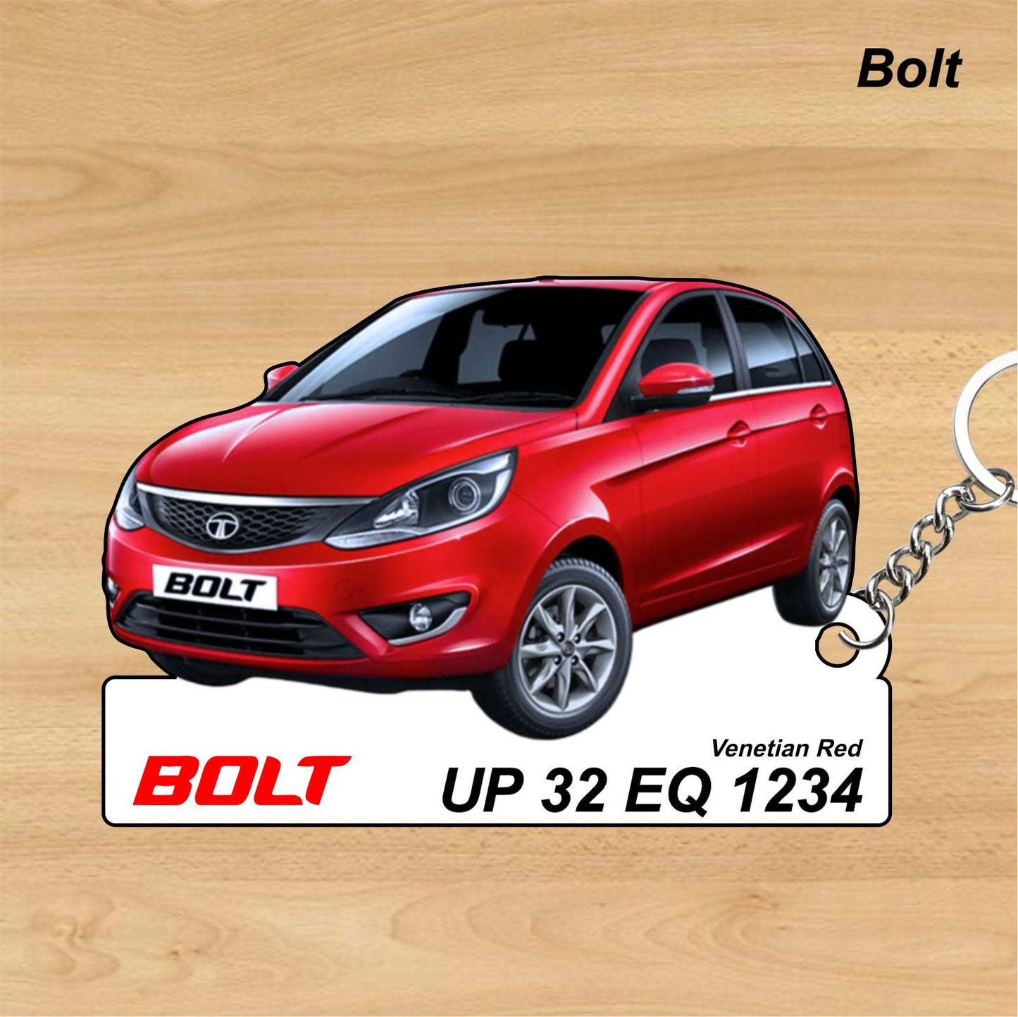 Bolt - Personalized Tata Keychain - Wood, Acrylic, Metal Printed