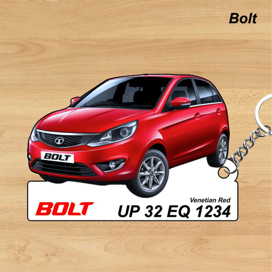 Bolt - Personalized Tata Keychain - Wood, Acrylic, Metal Printed