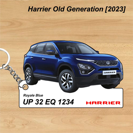Harrier Old Generation [2023] - Personalized Tata Keychain - Wood, Acrylic, Metal Printed