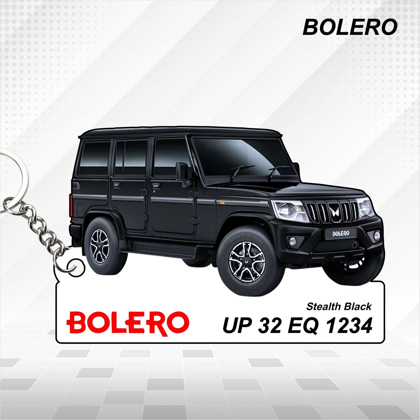 BOLERO - Personalized Mahindra Car Keychain - Wood, Acrylic, Metal Printed