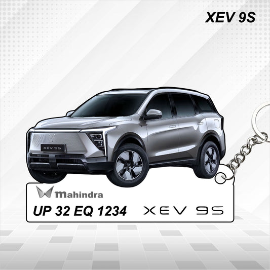 XEV 9S - Personalized Mahindra Car Keychain - Wood, Acrylic, Metal Printed