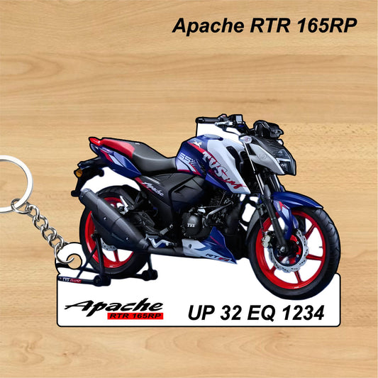 Apache RTR 165RP - Personalized TVS Keychain - Wood, Acrylic, Metal Printed