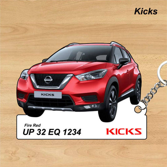 Kicks - Personalized Nissan Car Keychain - Wood, Acrylic, Metal Printed