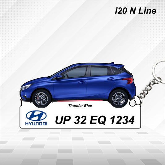 i20 N Line - Personalized Hyundai Car Keychain - Wood, Acrylic, Metal Printed