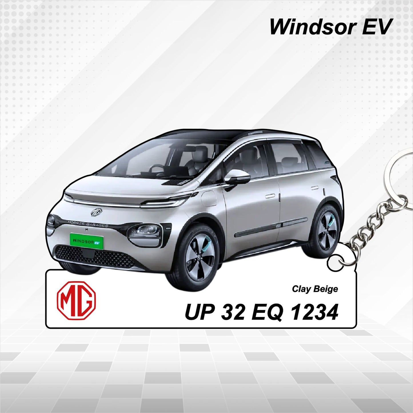 Windsor EV - Personalized MG Car Keychain - Wood, Acrylic, Metal Printed