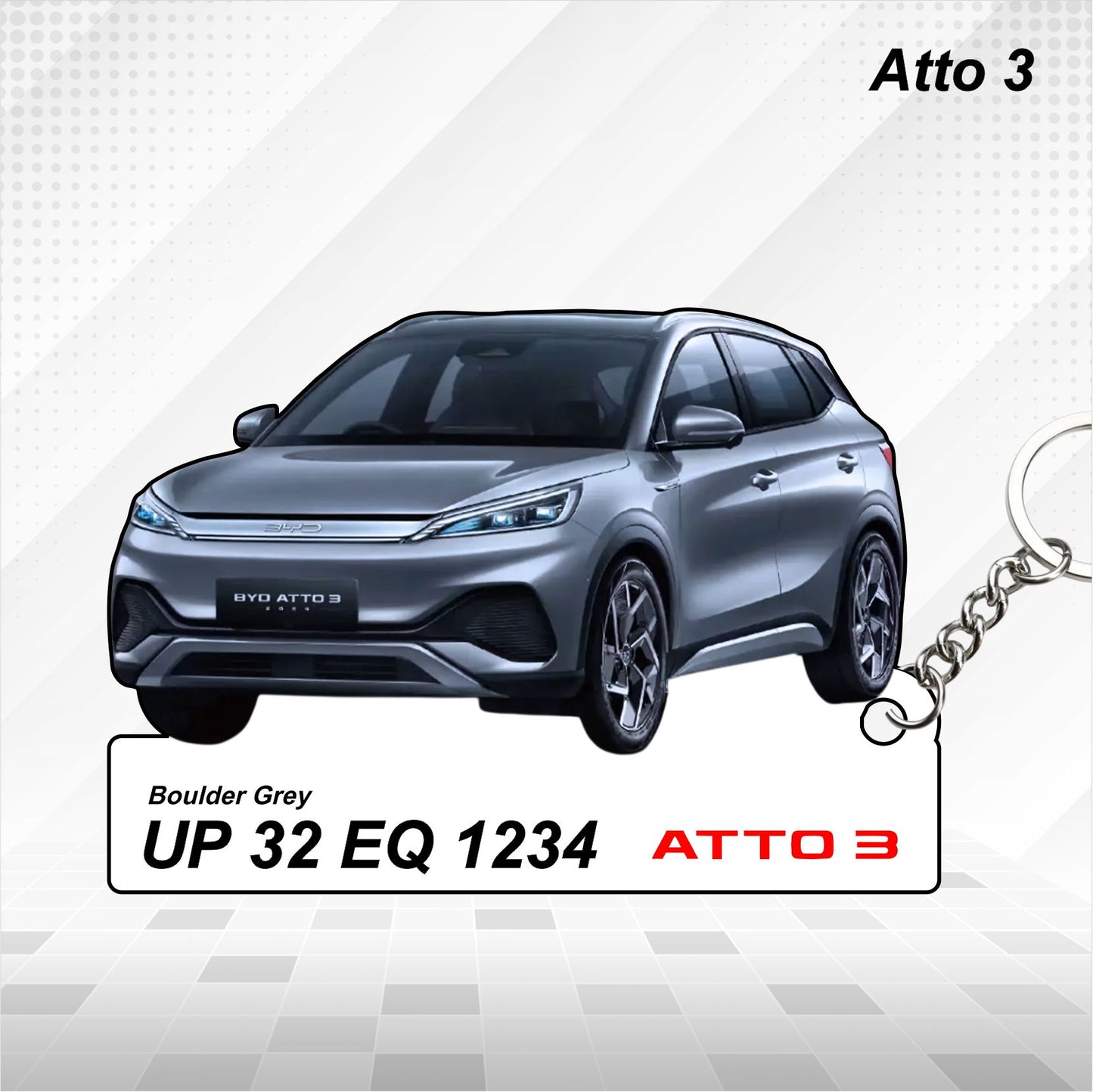 Atto 3 - Personalized BYD Car Keychain - Wood, Acrylic, Metal Printed