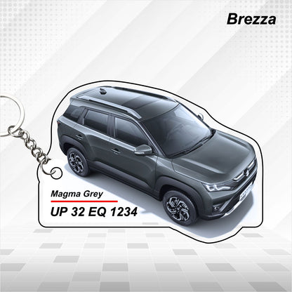 Brezza - Personalized  Maruti Suzuki Keychain - Wood, Acrylic, Metal Printed
