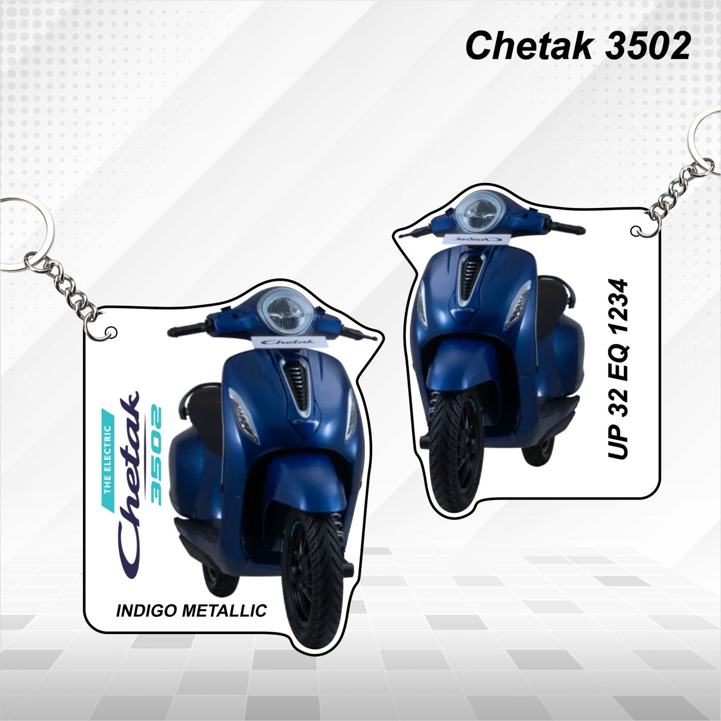 CHETAK 3502 - Personalized Bajaj Scooter Keychain - Wood, Acrylic, Metal Printed