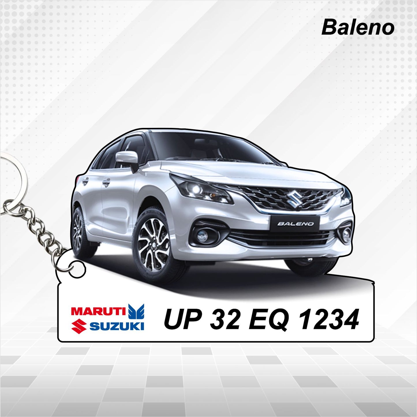 Baleno - Personalized  Maruti Suzuki Nexa Keychain - Wood, Acrylic, Metal Printed