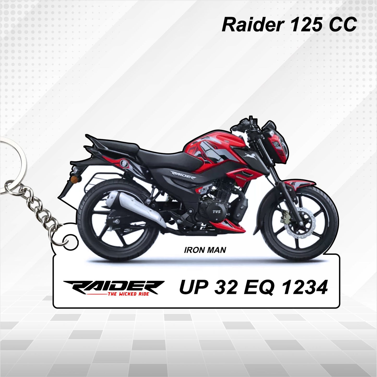 TVS Raider 125 CC - Personalized TVS Keychain - Wood, Acrylic, Metal Printed