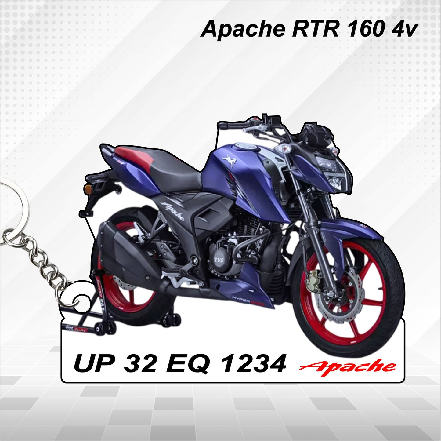 Apache RTR 160 4v - Personalized TVS Keychain - Wood, Acrylic, Metal Printed