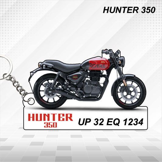 Hunter 350 - Personalized Royal Enfield Keychain - Wood, Acrylic, Metal Printed
