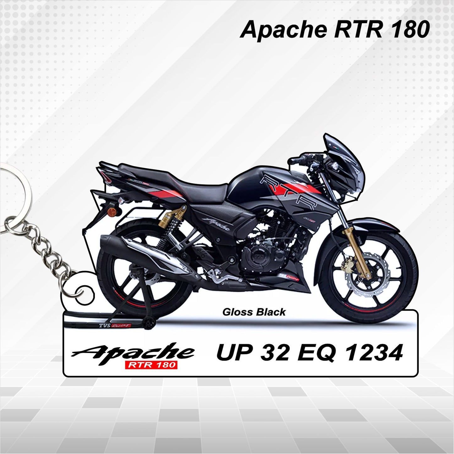 Apache RTR 180 - Personalized TVS Keychain - Wood, Acrylic, Metal Printed