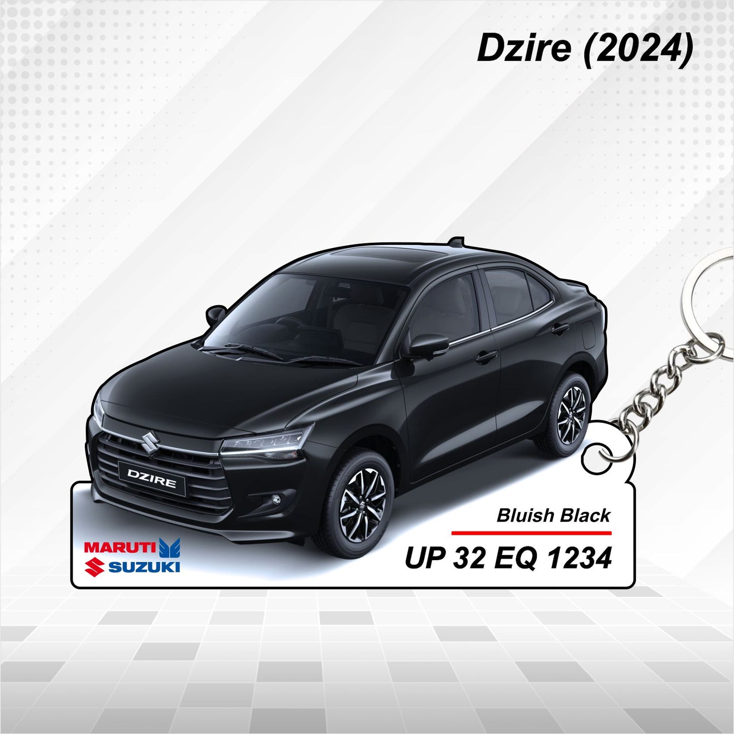 Dzire (2024) - Personalized  Maruti Suzuki Keychain - Wood, Acrylic, Metal Printed