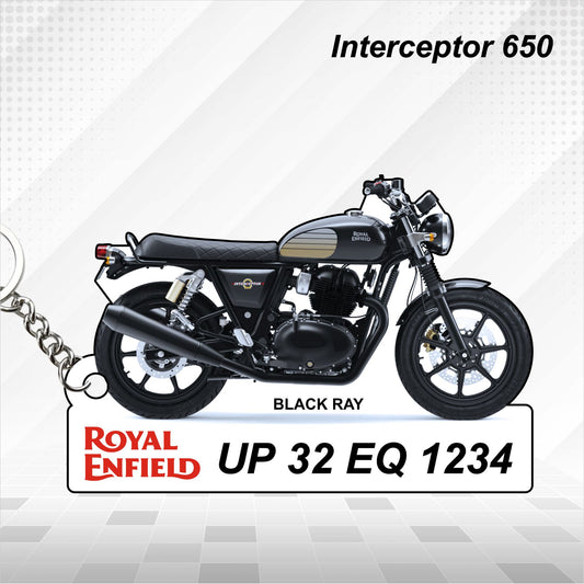 Interceptor 650 - Personalized Royal Enfield Keychain - Wood, Acrylic, Metal Printed