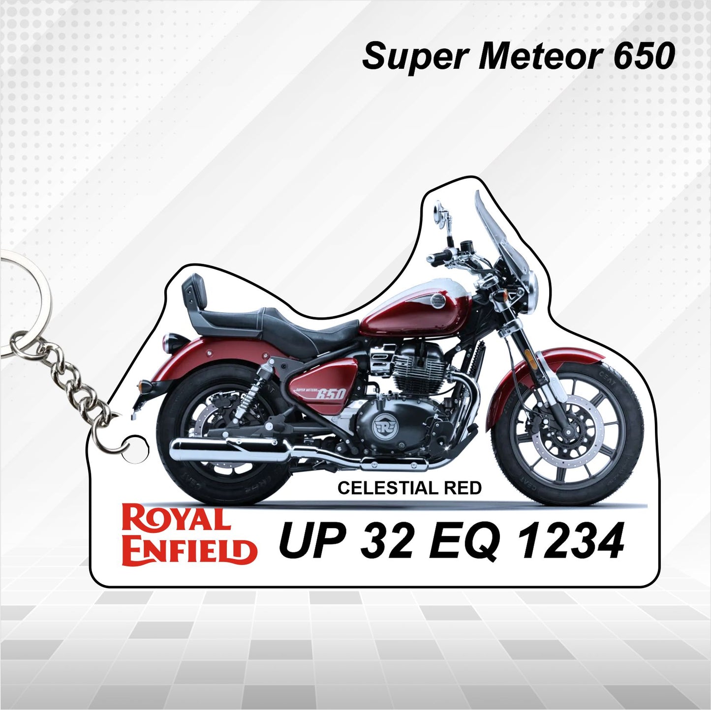 Super Meteor 650 - Personalized Royal Enfield Keychain - Wood, Acrylic, Metal Printed