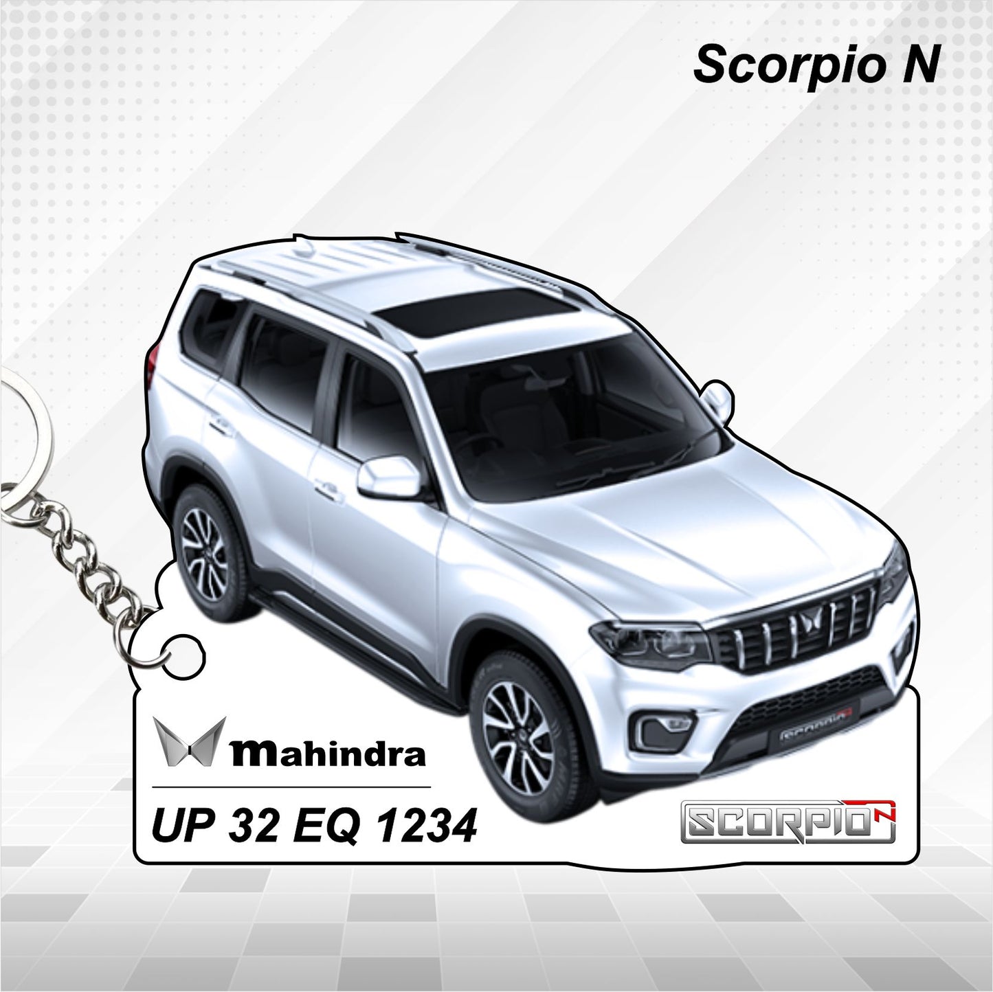 Scorpio N - Personalized Mahindra Car Keychain - Wood, Acrylic, Metal Printed