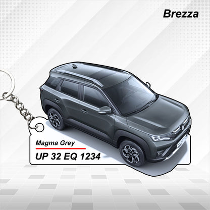 Brezza - Personalized  Maruti Suzuki Keychain - Wood, Acrylic, Metal Printed
