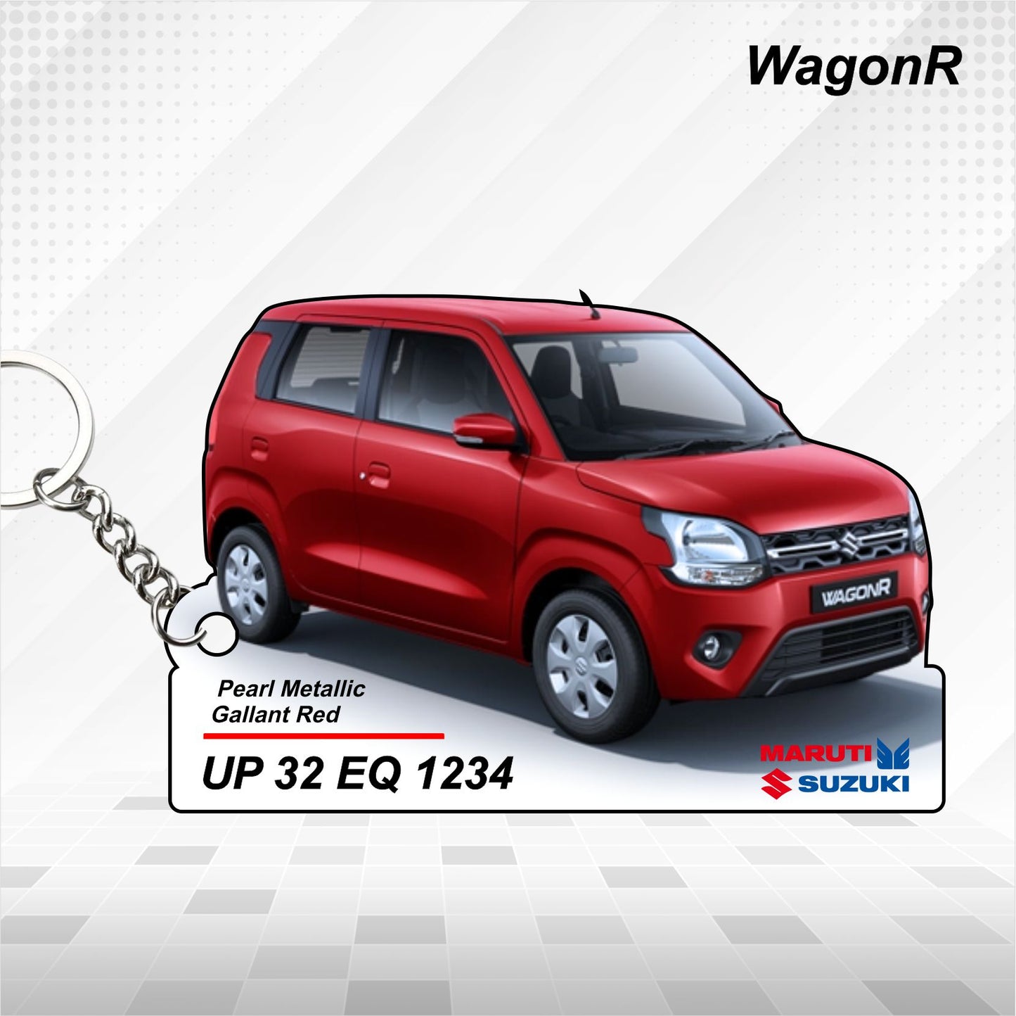 WagonR - Personalized  Maruti Suzuki Keychain - Wood, Acrylic, Metal Printed