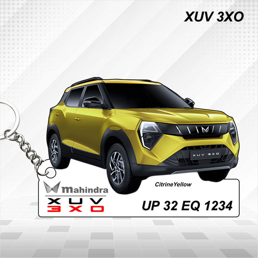 XUV 3XO - Personalized Mahindra Car Keychain - Wood, Acrylic, Metal Printed