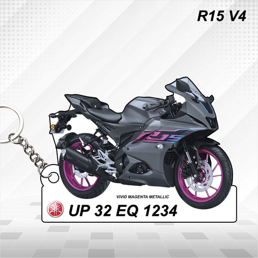 R15 V4 - Personalized Yamaha Keychain - Wood, Acrylic, Metal Printed