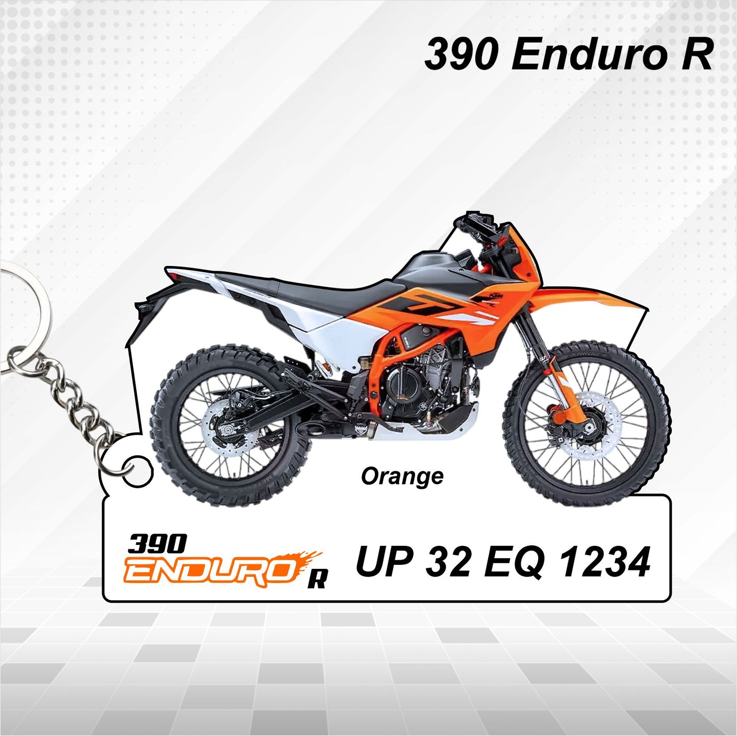 390 Enduro R - Personalized KTM Keychain - Wood, Acrylic, Metal Printed