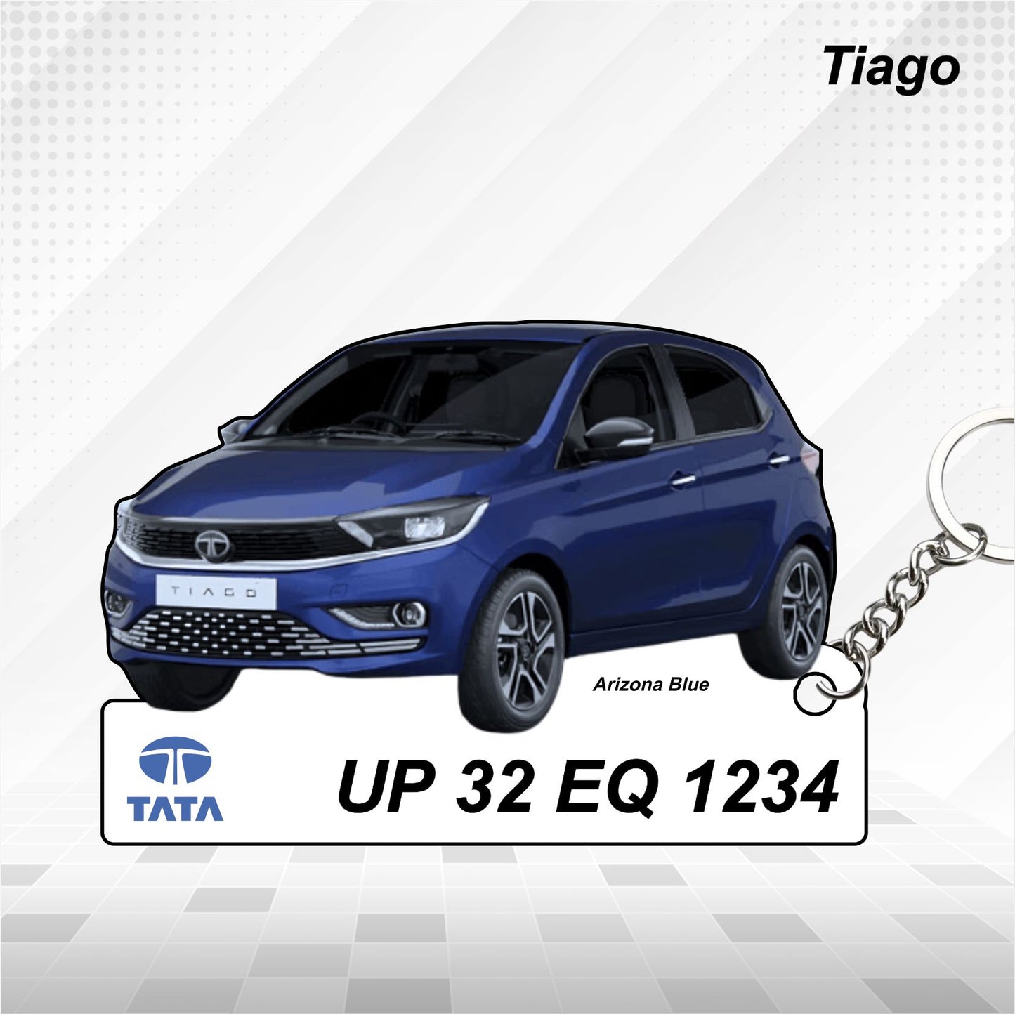 Tiago - Personalized Tata Car Keychain - Wood, Acrylic, Metal Printed