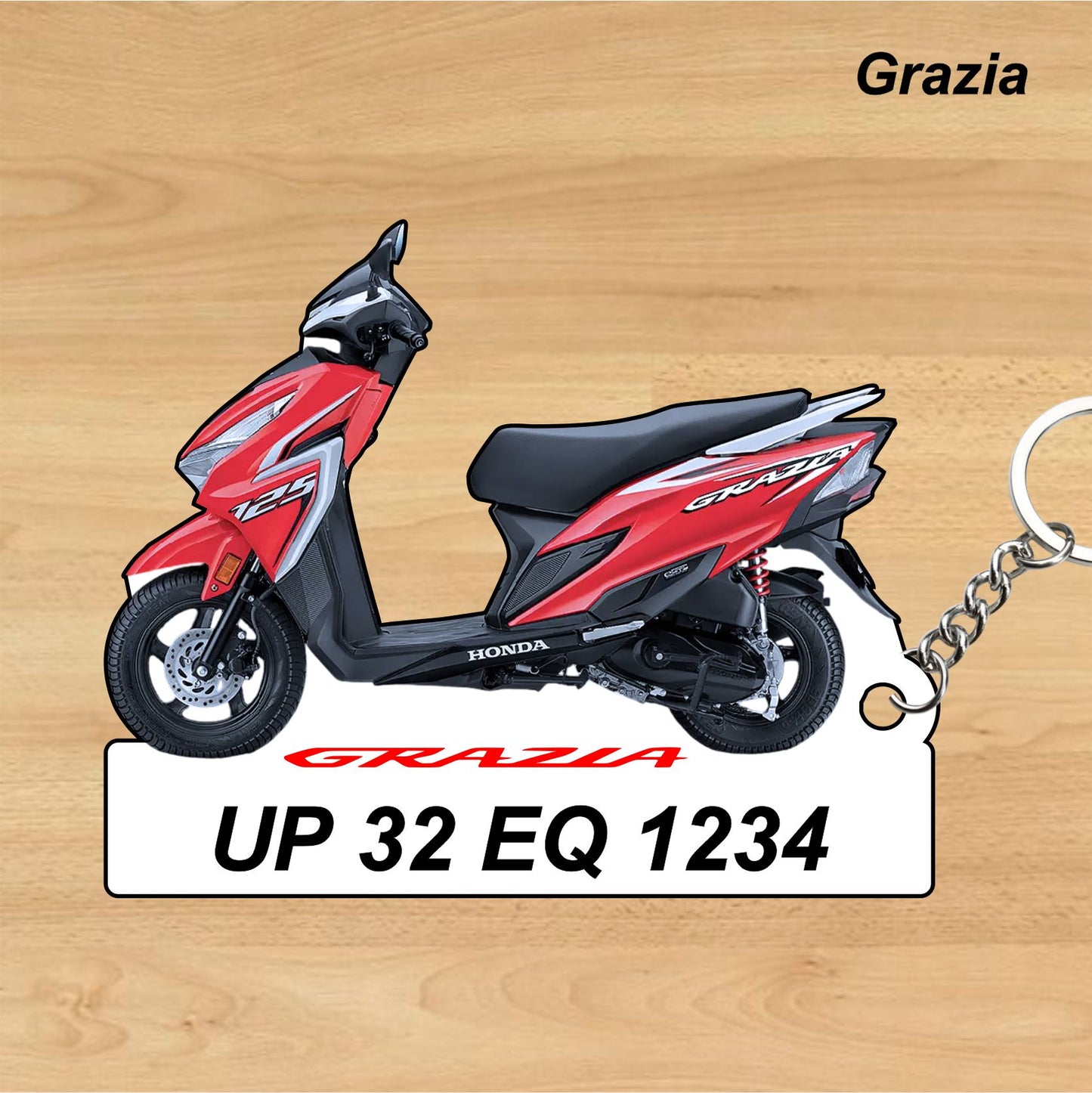 Grazia - Personalized Honda Keychain - Wood, Acrylic, Metal Printed
