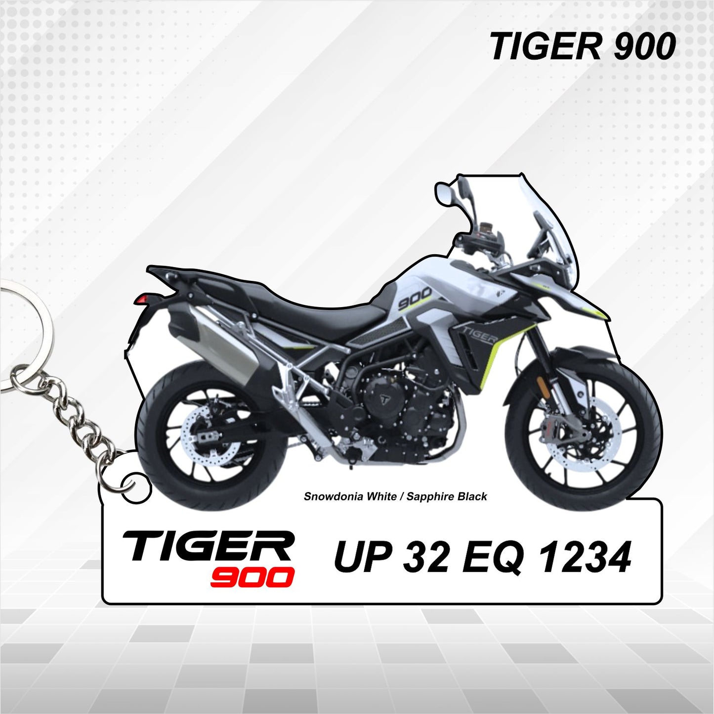 TIGER 900 - Personalized Triumph Keychain - Wood, Acrylic, Metal Printed, Lanyard