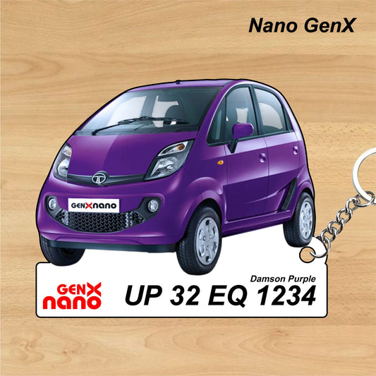 Nano GenX - Personalized Tata Keychain - Wood, Acrylic, Metal Printed
