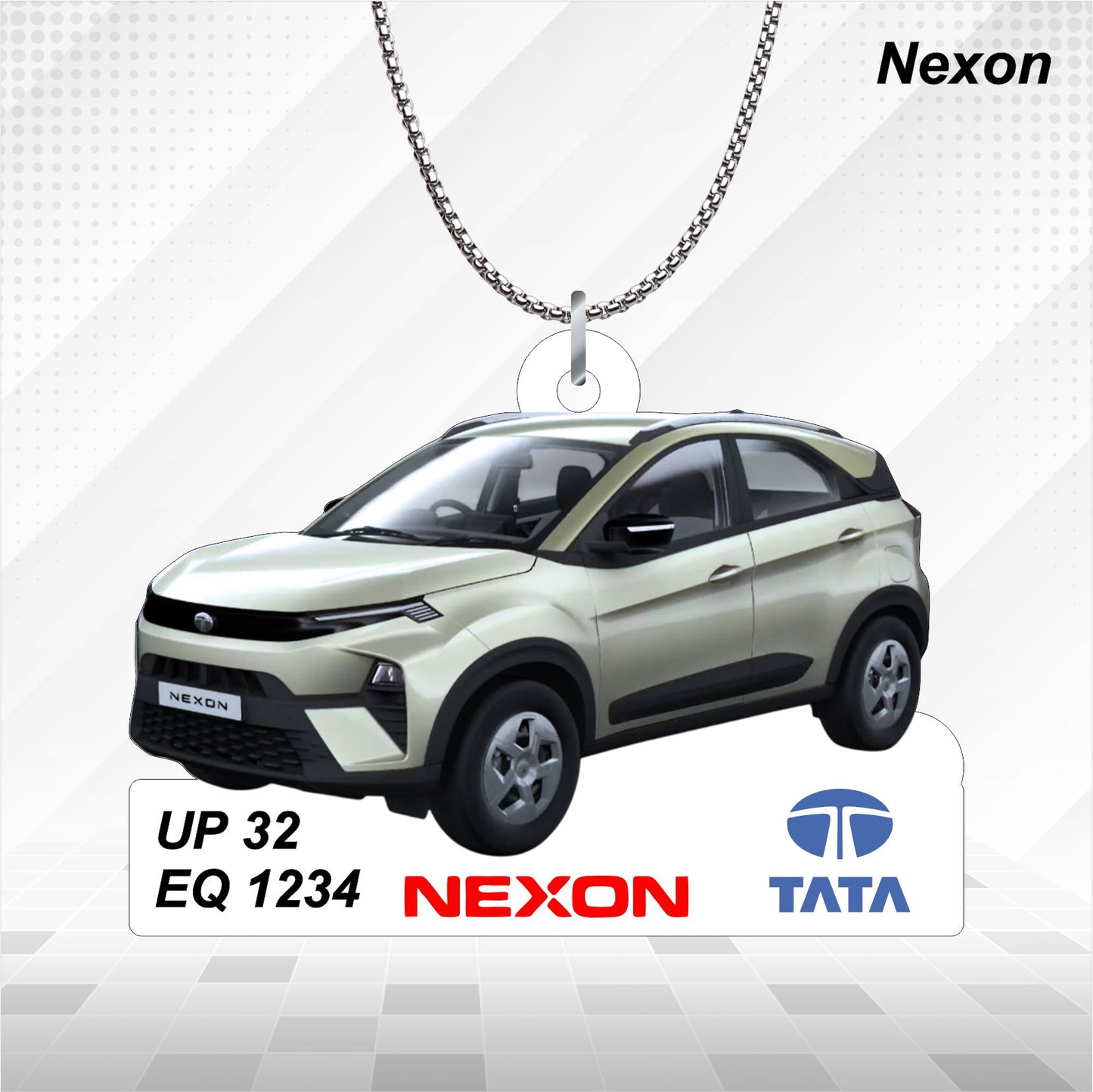 Nexon - Personalized Tata Car Keychain - Wood, Acrylic, Metal Printed