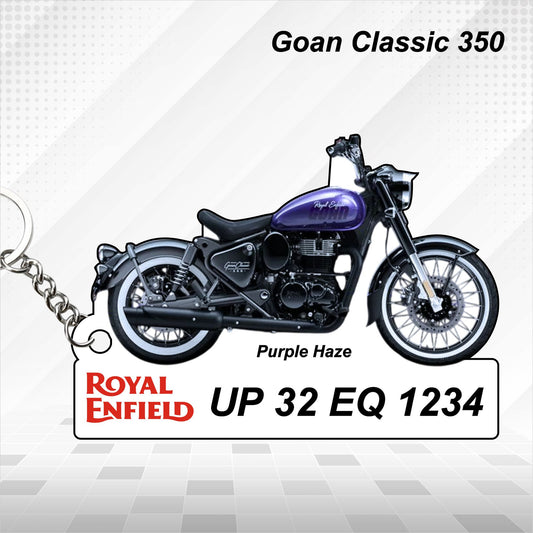 Goan Classic 350 - Personalized Royal Enfield Keychain - Wood, Acrylic, Metal Printed