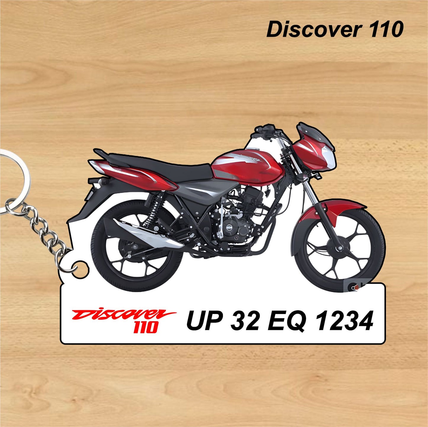 Discover 110 - Personalized Bajaj Keychain - Wood, Acrylic, Metal Printed