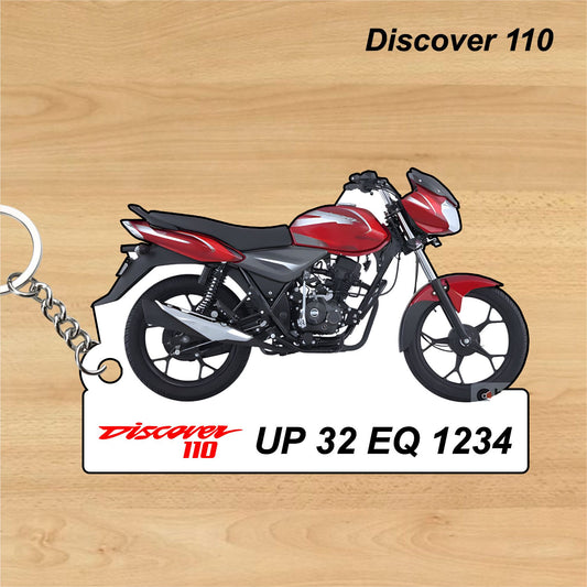 Discover 110 - Personalized Bajaj Keychain - Wood, Acrylic, Metal Printed