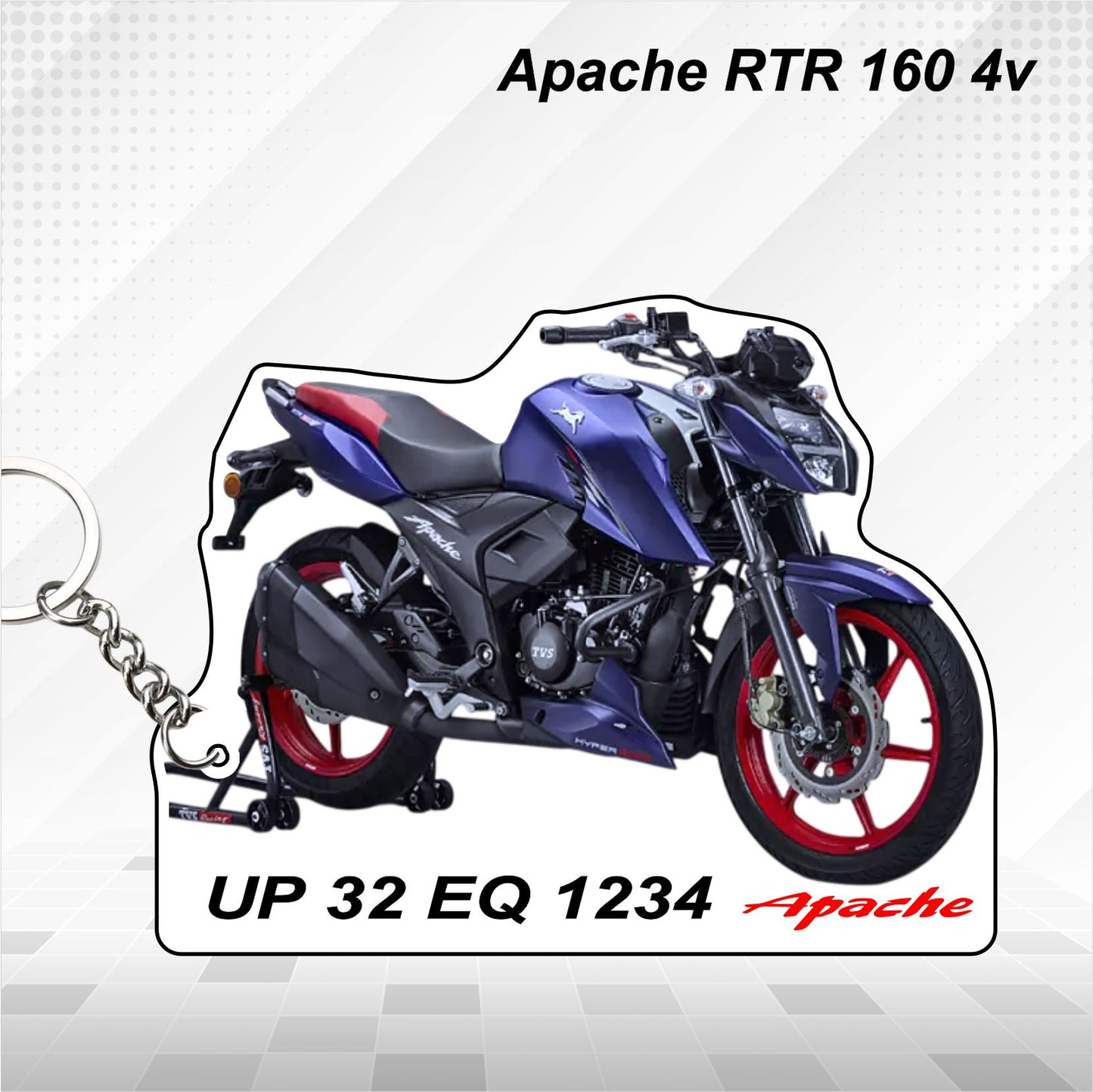 Apache RTR 160 4v - Personalized TVS Keychain - Wood, Acrylic, Metal Printed