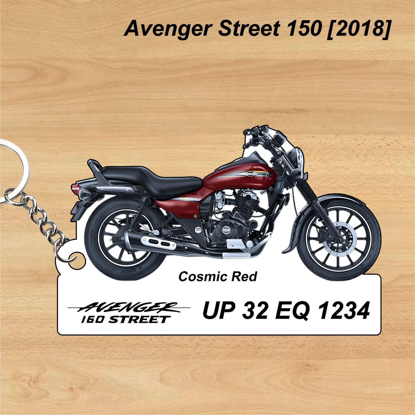 Avenger Street 150 [2018] - Personalized Bajaj Keychain - Wood, Acrylic, Metal Printed