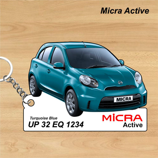 Micra Active - Personalized Nissan Car Keychain - Wood, Acrylic, Metal Printed