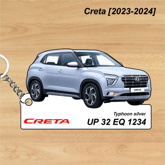 Creta [2023-2024] - Personalized Hyundai Car Keychain - Wood, Acrylic, Metal Printed
