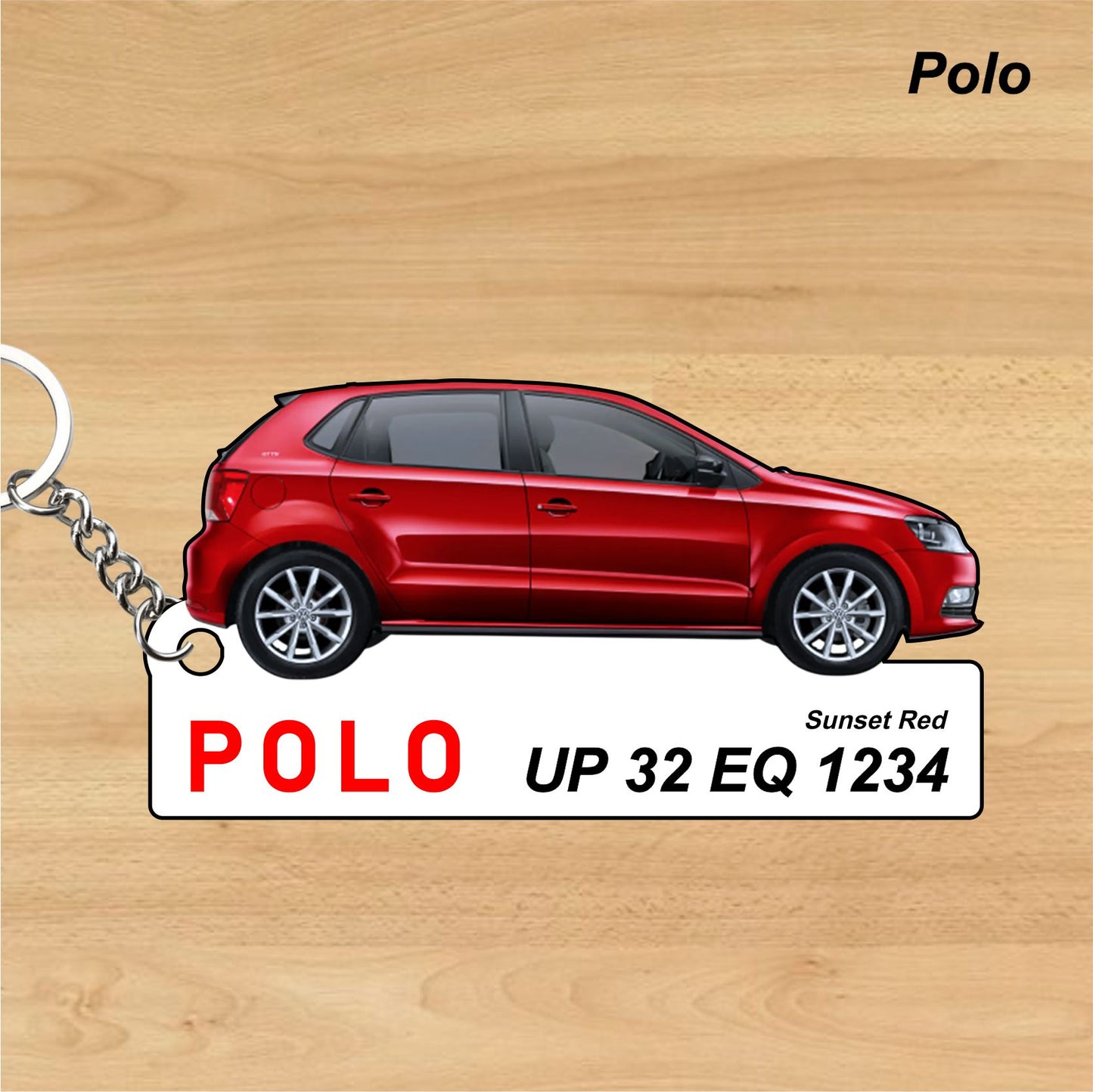Polo - Personalized Volkswagen Car Keychain - Wood, Acrylic, Metal Printed