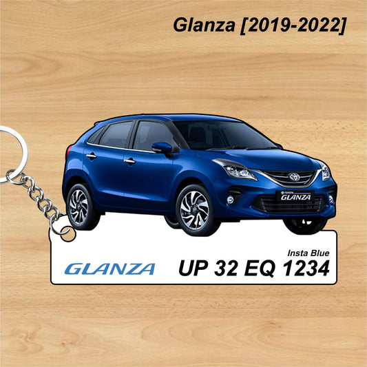 Glanza [2019-2022] - Personalized Toyota Keychain - Wood, Acrylic, Metal Printed