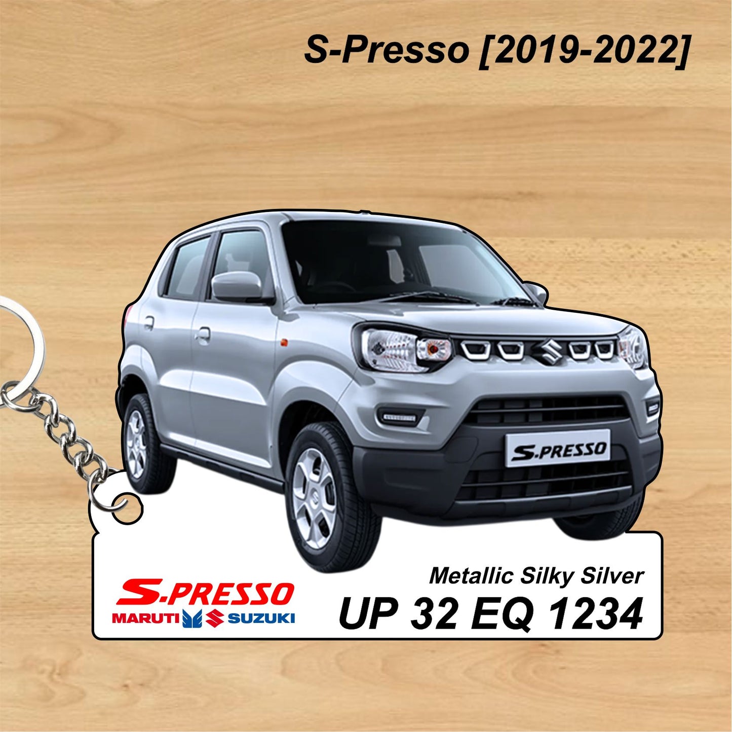 S-Presso [2019-2022] - Personalized  Maruti Suzuki Keychain - Wood, Acrylic, Metal Printed