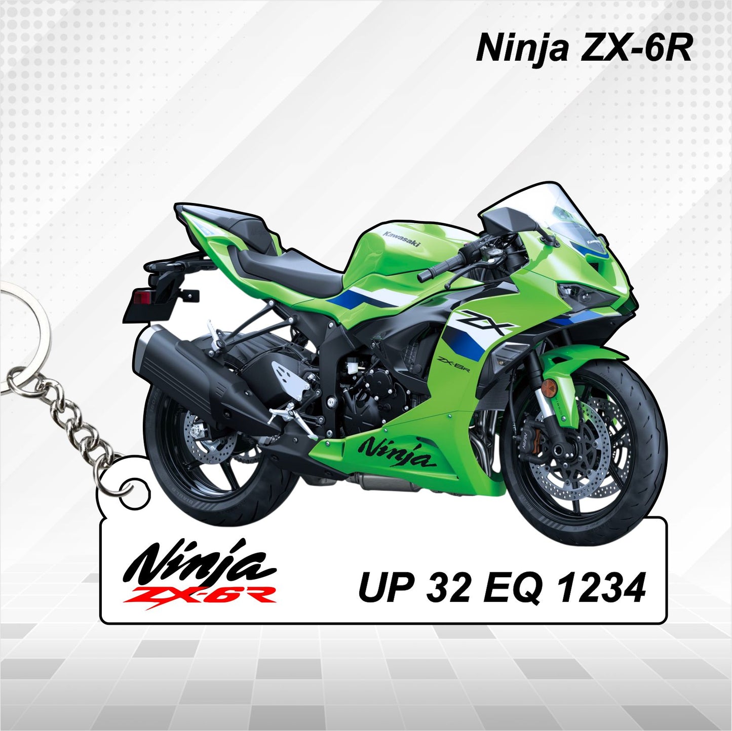 Ninja ZX-6R - Personalized Kawasaki Keychain - Wood, Acrylic, Metal Printed