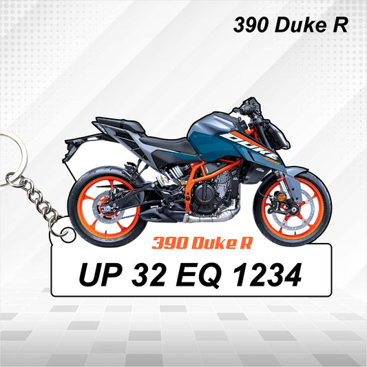 390 Duke R - Personalized KTM Keychain - Wood, Acrylic, Metal Printed