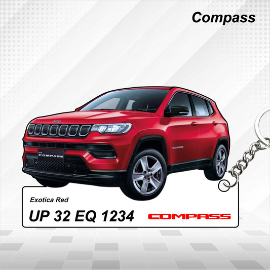 Compass - Personalized Jeep Car Keychain - Wood, Acrylic, Metal Printed