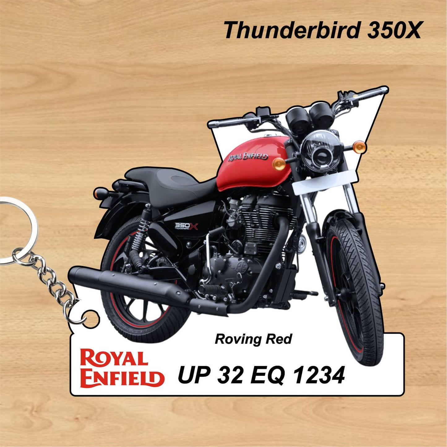 Thunderbird 350X - Personalized Royal Enfield Keychain - Wood, Acrylic, Metal Printed