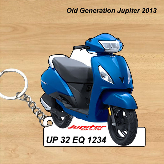 Old Generation Jupiter 2013 - Personalized TVS Keychain - Wood, Acrylic, Metal Printed