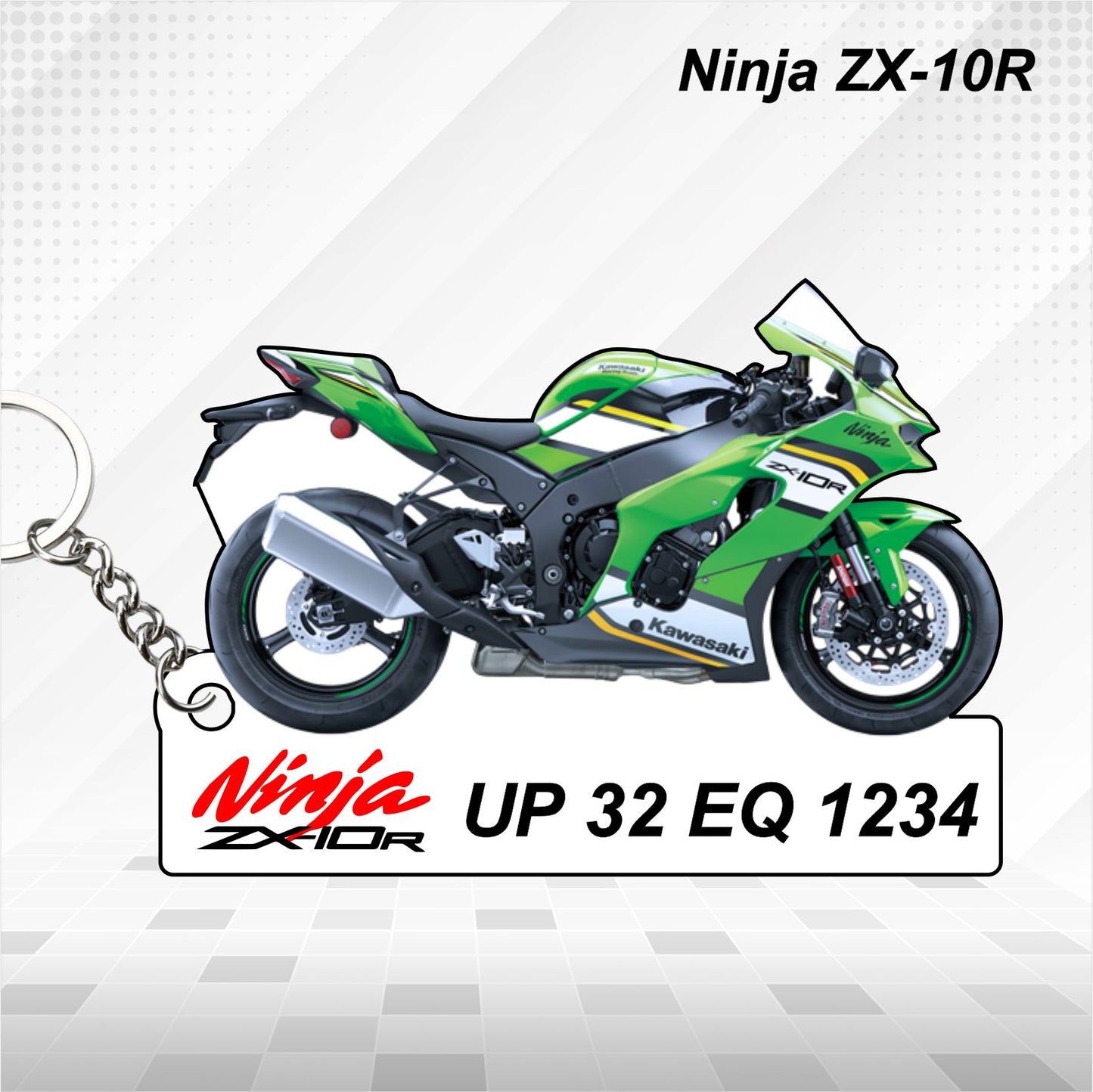 Ninja ZX-10R - Personalized Kawasaki Keychain - Wood, Acrylic, Metal Printed
