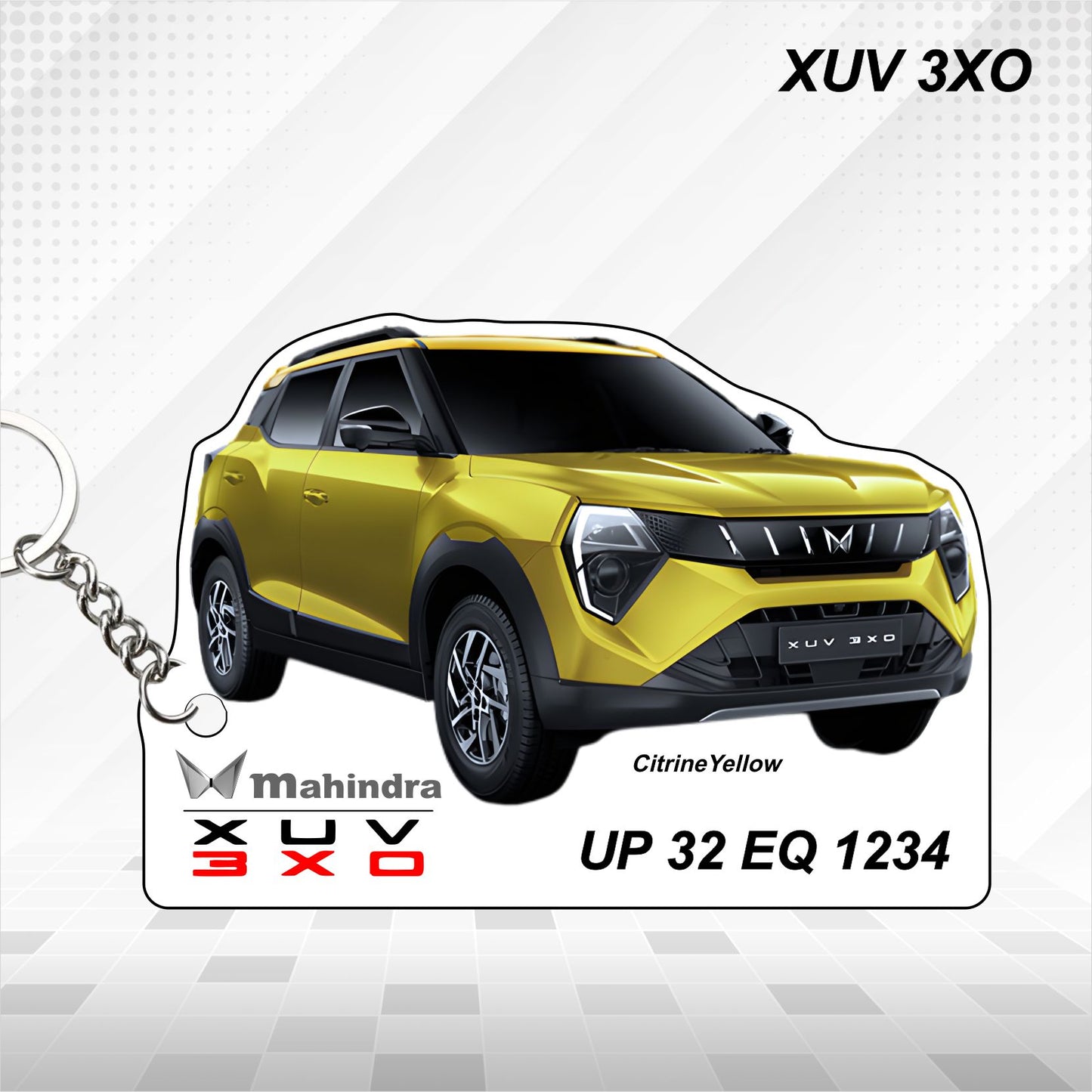 XUV 3XO - Personalized Mahindra Car Keychain - Wood, Acrylic, Metal Printed