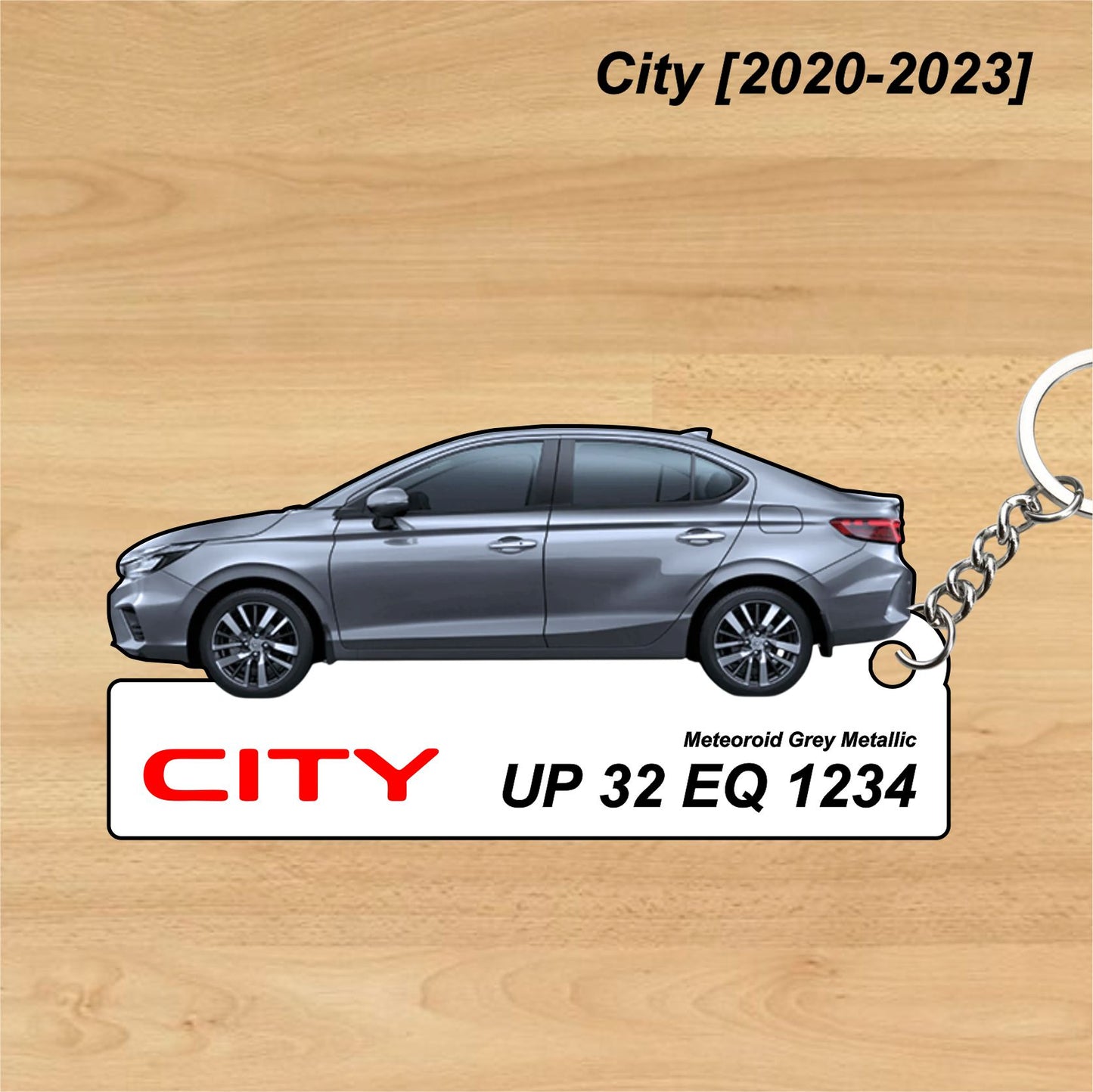 City [2020-2023] - Personalized Honda Car Keychain - Wood, Acrylic, Metal Printed